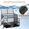 Foldable Heavy-Duty Metal Dog Cage Chew-proof Dog Crate with Lockable Universal Wheels