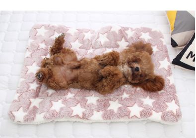 Cat dog sleeping mat warm thickened Sleeping pad blanket;  dog house warm mattress pet cushion (colour: Curry footprints)