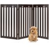 36 Inch Folding Wooden Freestanding Pet Gate Dog Gate with 360° Flexible Hinge